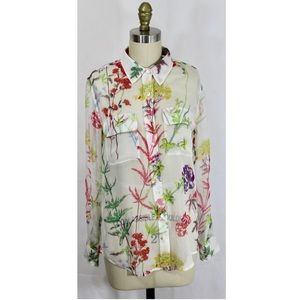 Equipment sheer floral print top